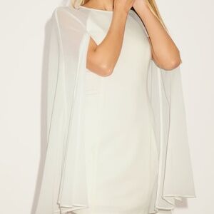 Lulus Captivating Drama White Cape Sleeve Mini Dress - Size XS